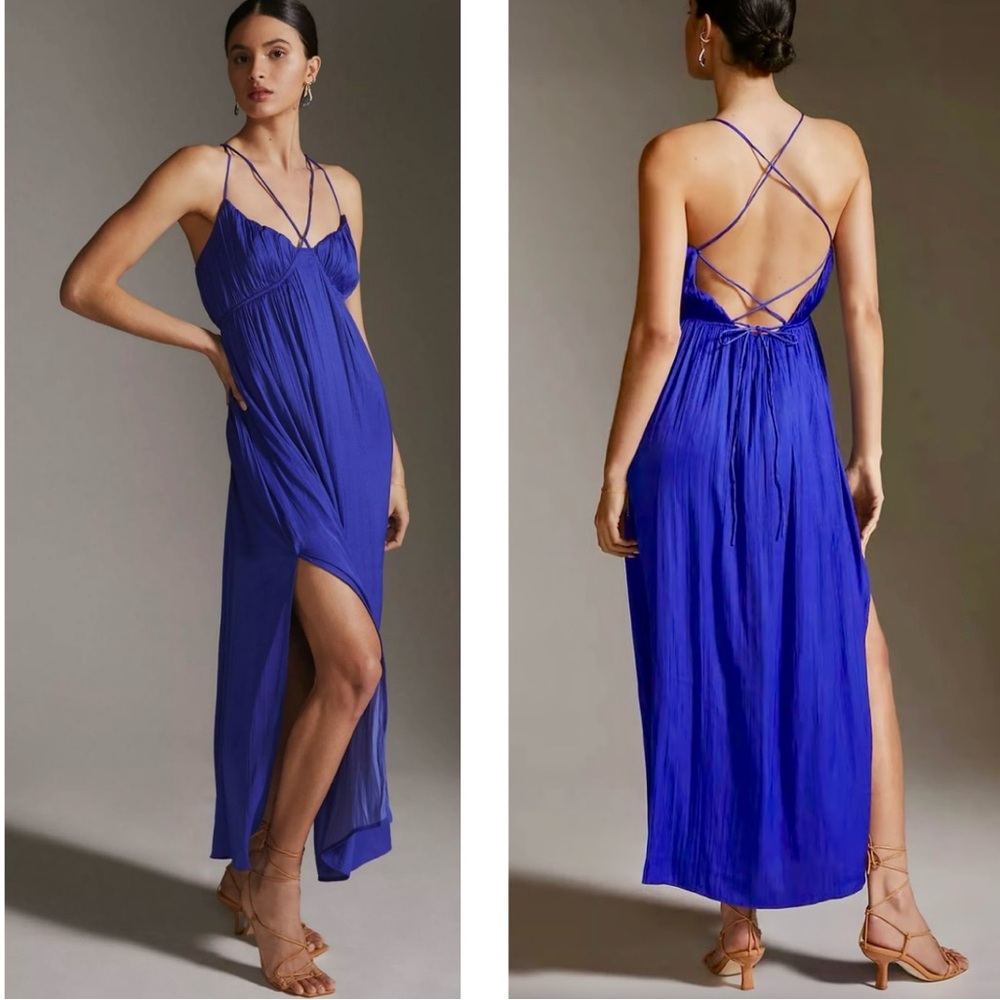 Anthropologie Halter Side-Slit Maxi Dress